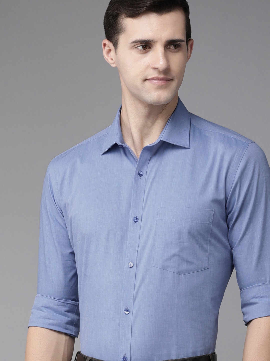 

Park Avenue Men Blue Self Design Texture Slim Fit Pure Cotton Formal Shirt