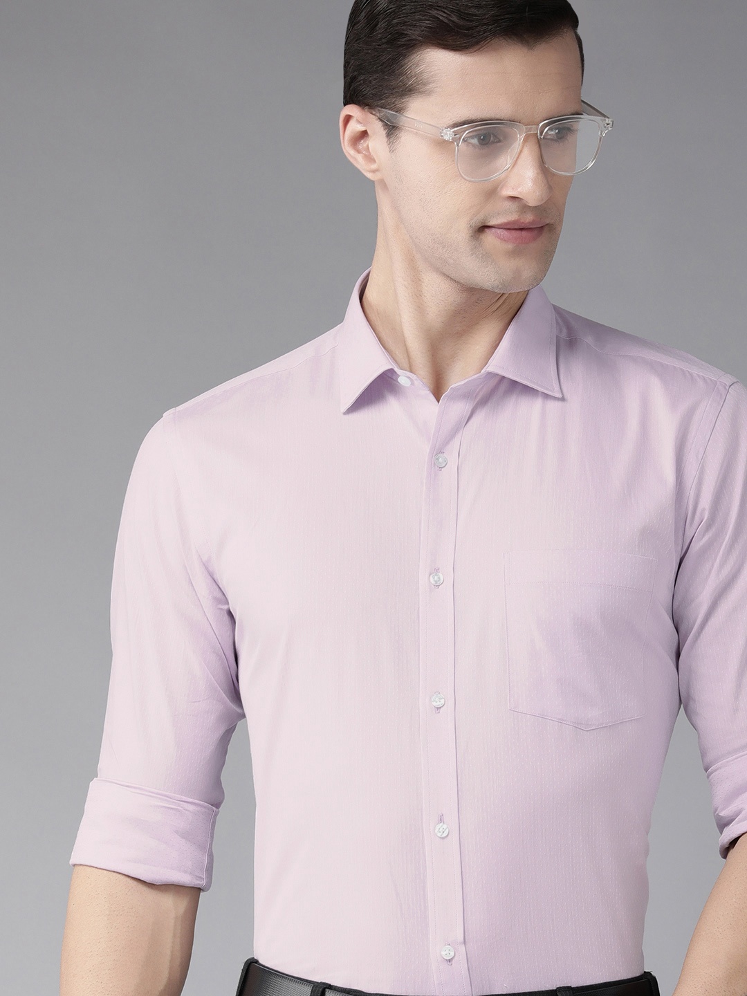 

Park Avenue Men Violet Self Design Slim Fit Formal Shirt