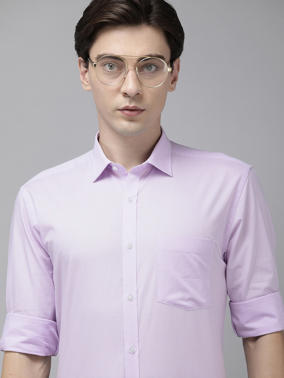 

Park Avenue Men Purple Slim Fit Micro Checks Formal Shirt