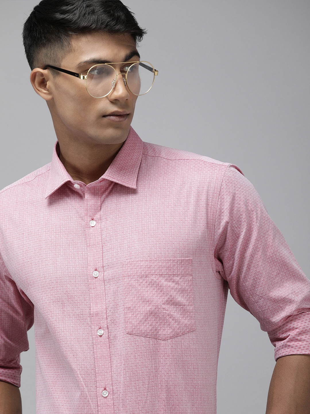 

Park Avenue Men Pink Self Design Slim Fit Pure Cotton Formal Shirt