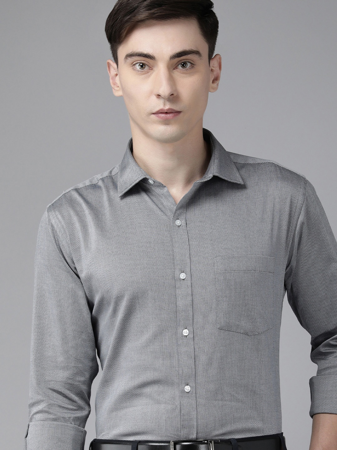 

Park Avenue Men Grey Slim Fit Pure Cotton Formal Shirt