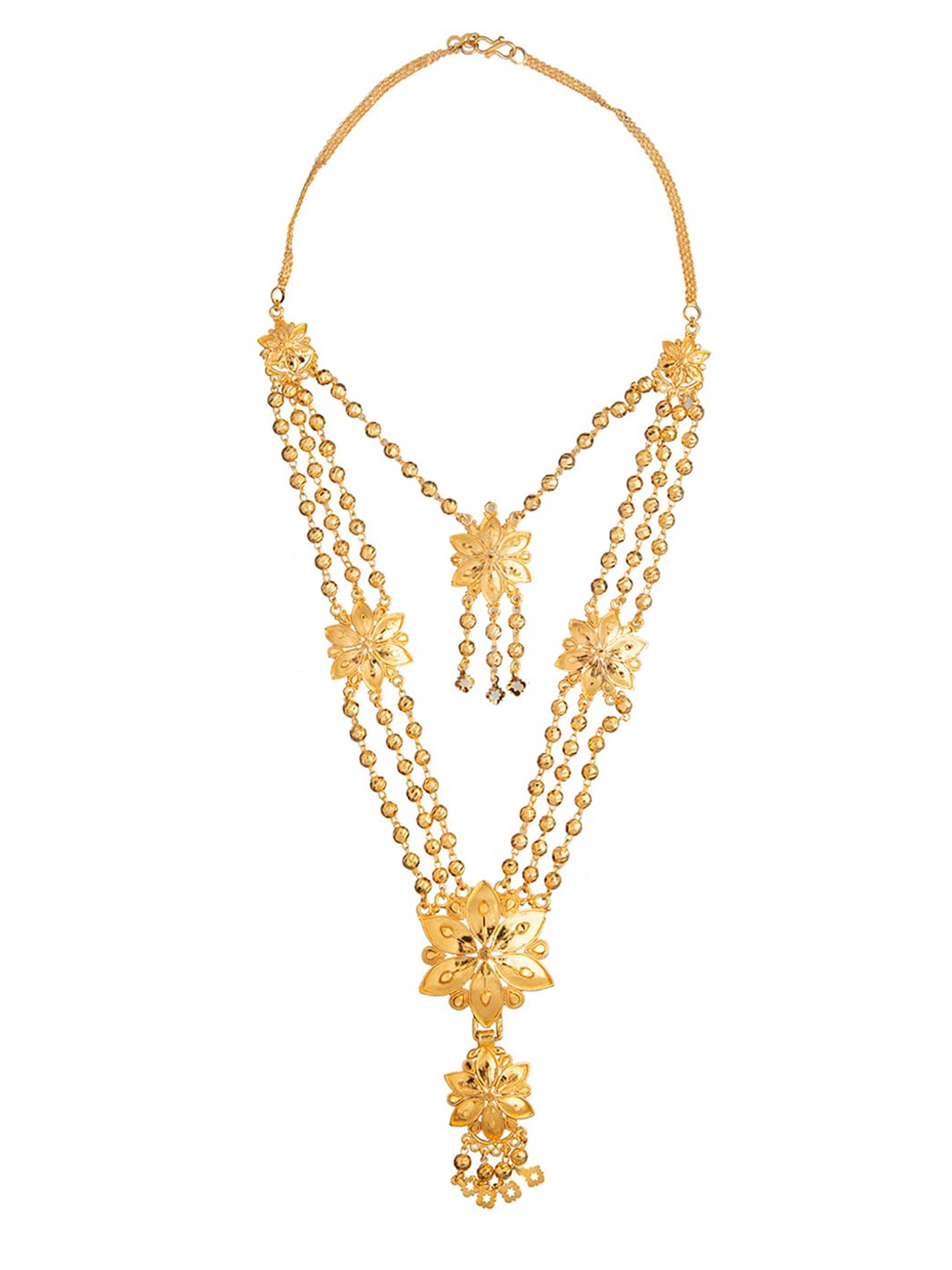 

Shining Jewel - By Shivansh Gold-Plated Multilayer Flower & Pearl Design Jewellery Set