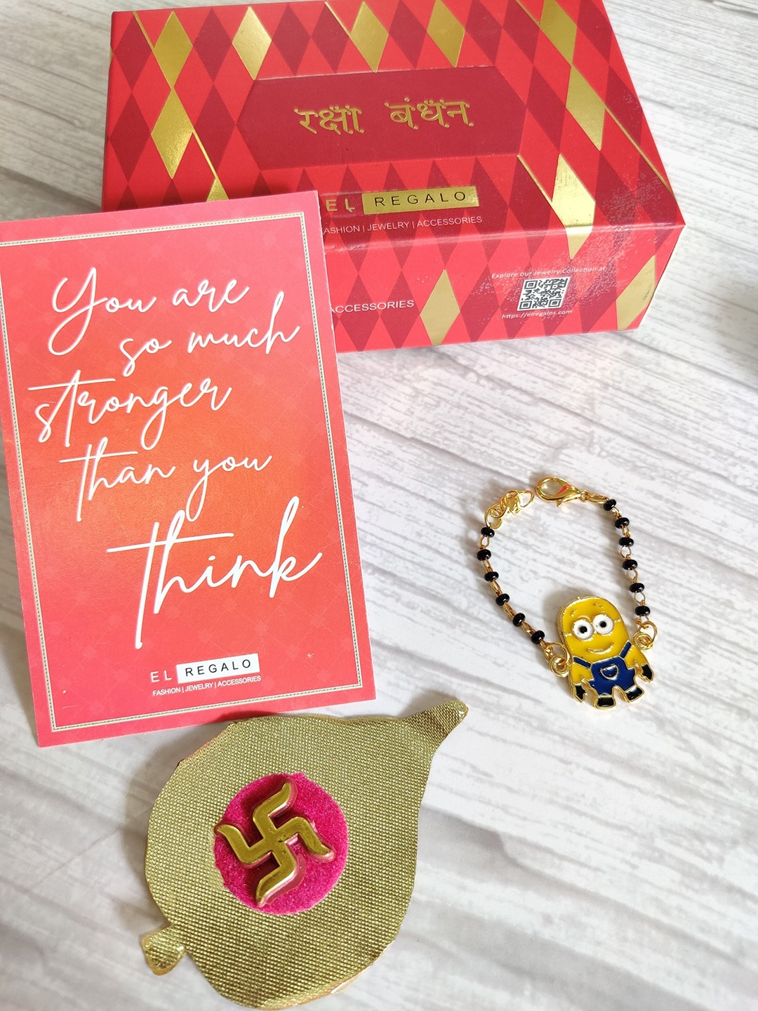 

EL REGALO Kids Nazaria Rakhi Combo With Greeting Card, Yellow