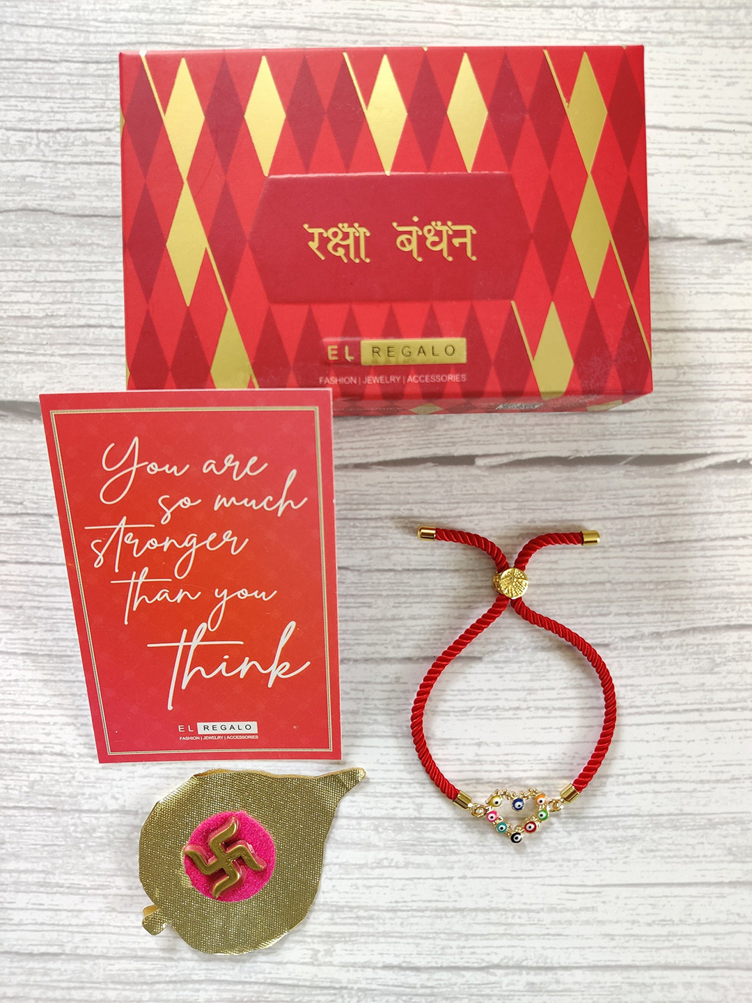 

EL REGALO Red & Gold-Toned Rakhi