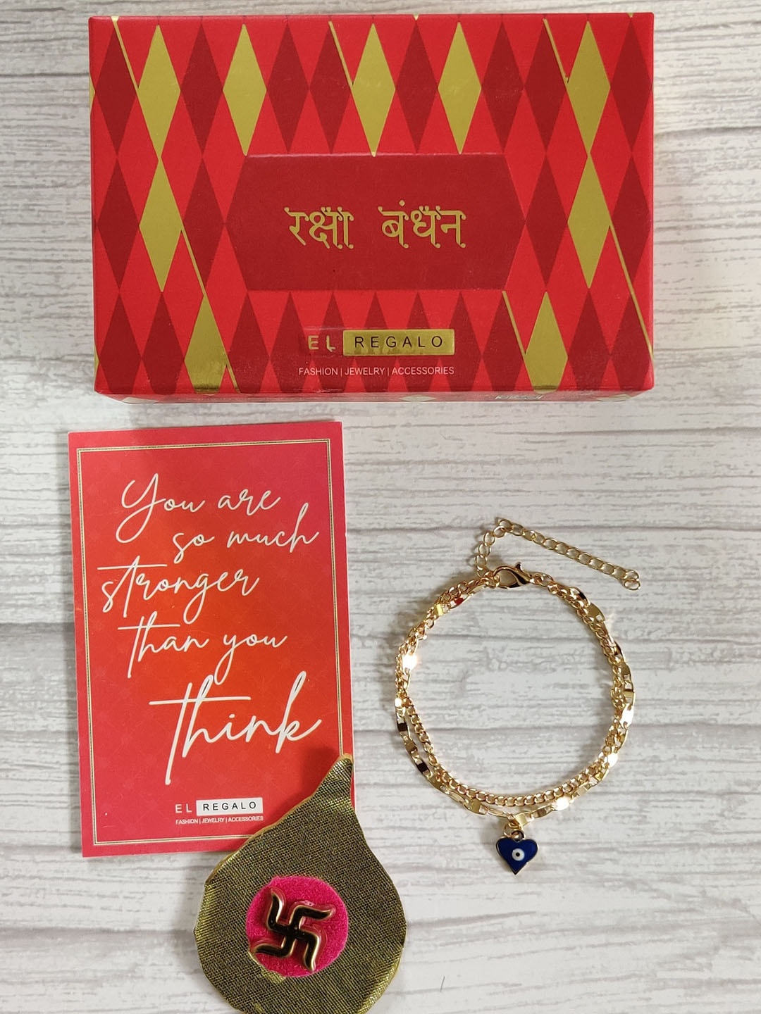 

EL REGALO Gold-Toned & Blue Rakhi