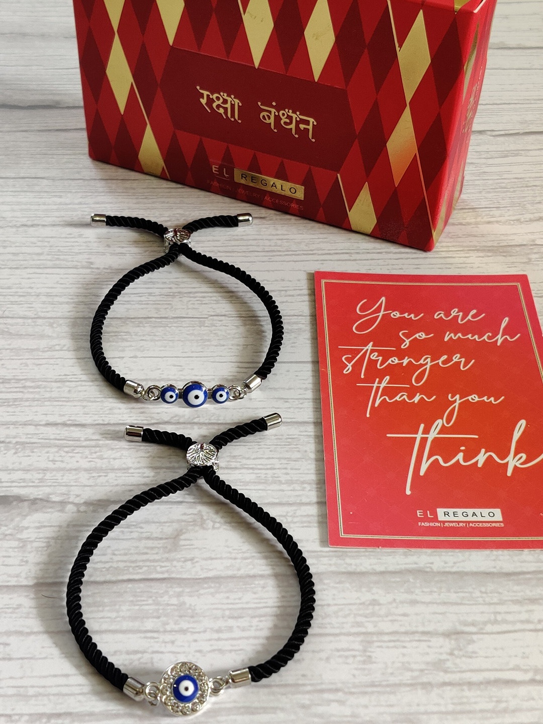 

EL REGALO Bhaiya Bhabhi Silver Black 2 Pack Rakhi Gift Set