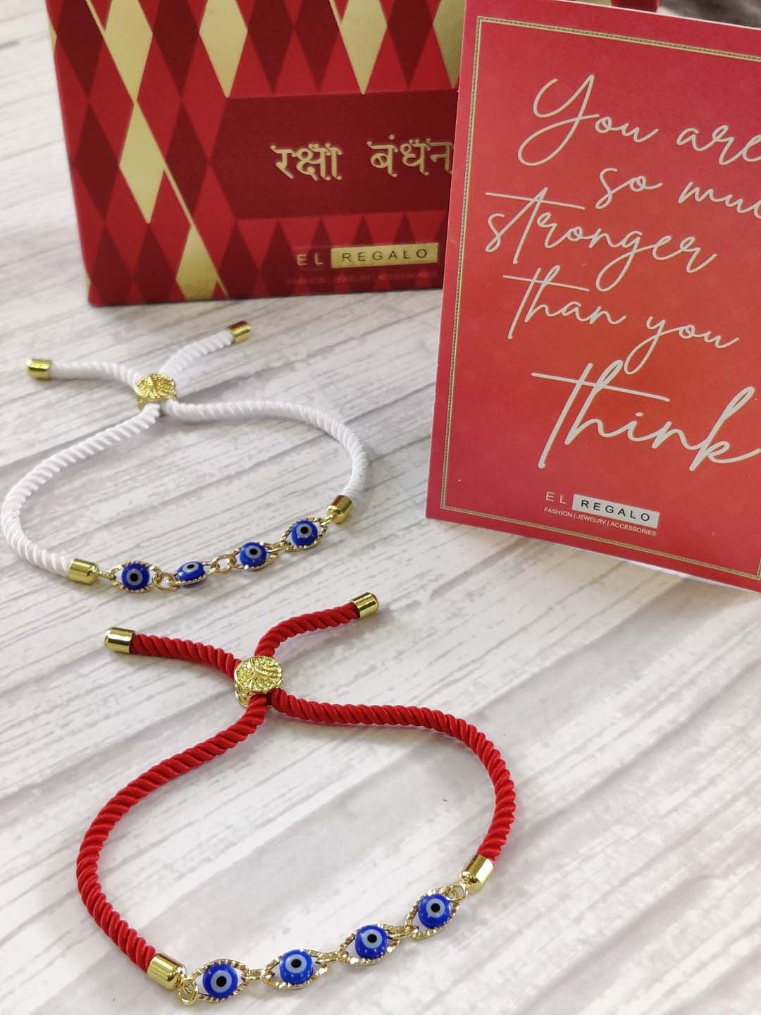 

EL REGALO Bhaiya Bhabhi Red White 2 Pack Rakhi Gift Set