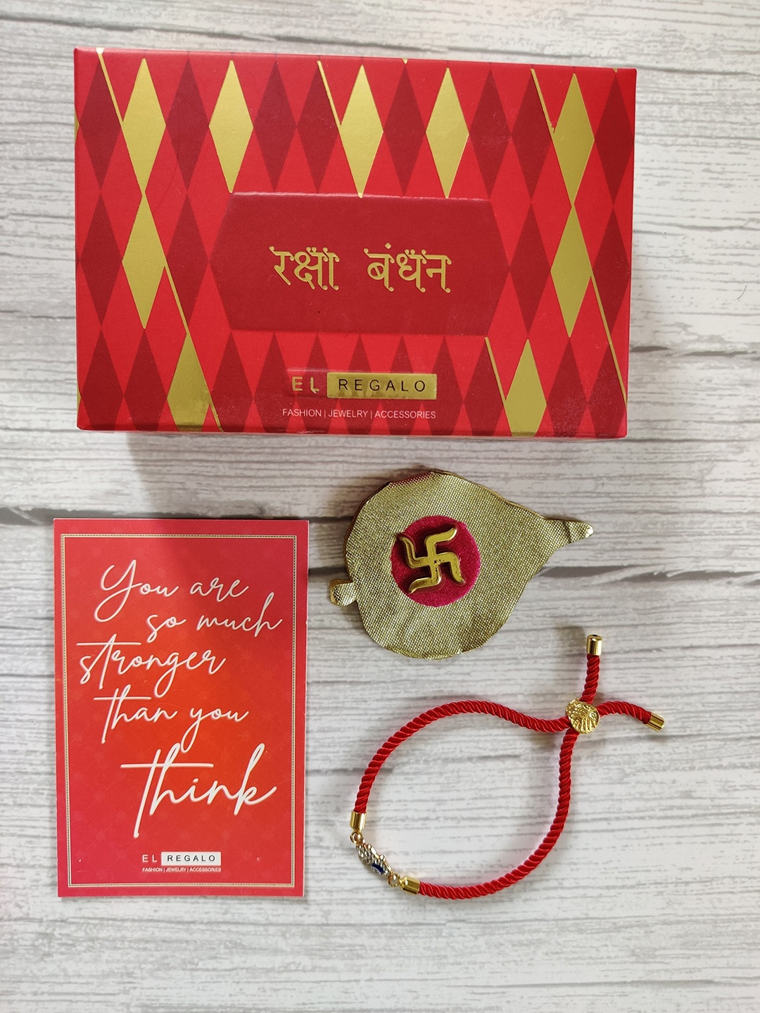

EL REGALO Gold-Plated Evil Eye Bracelet Rakhi With Card
