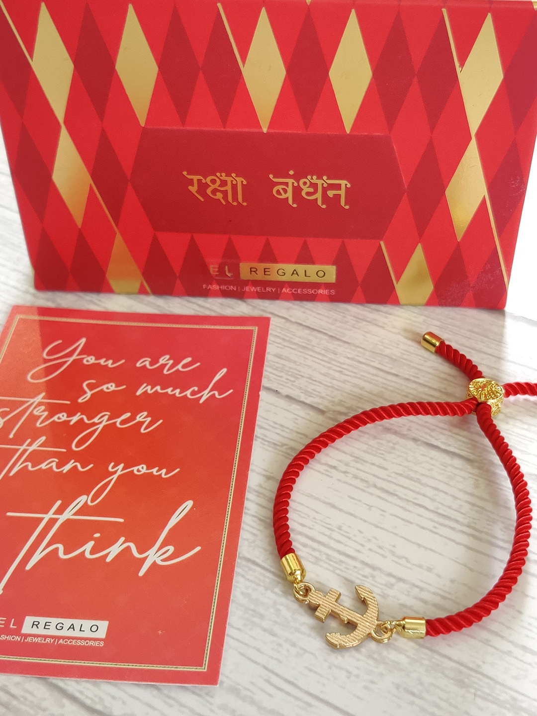 

EL REGALO Adults Gold-Toned & Red Anchor Rakhi