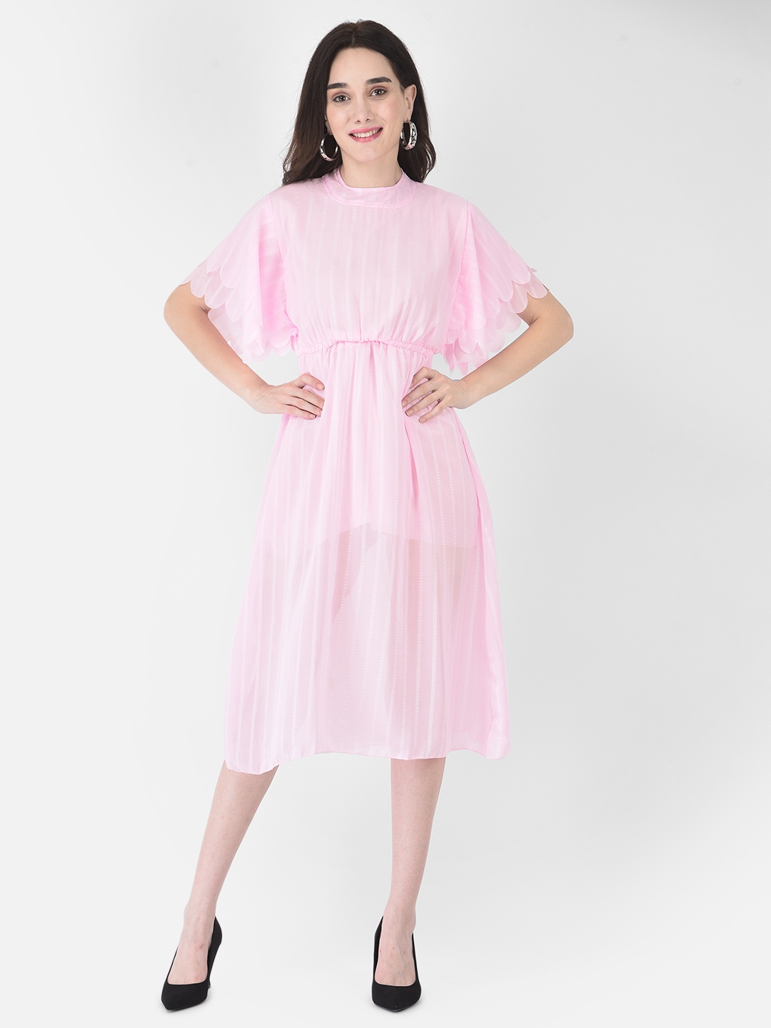 

FNOCKS Pink Georgette Midi Dress