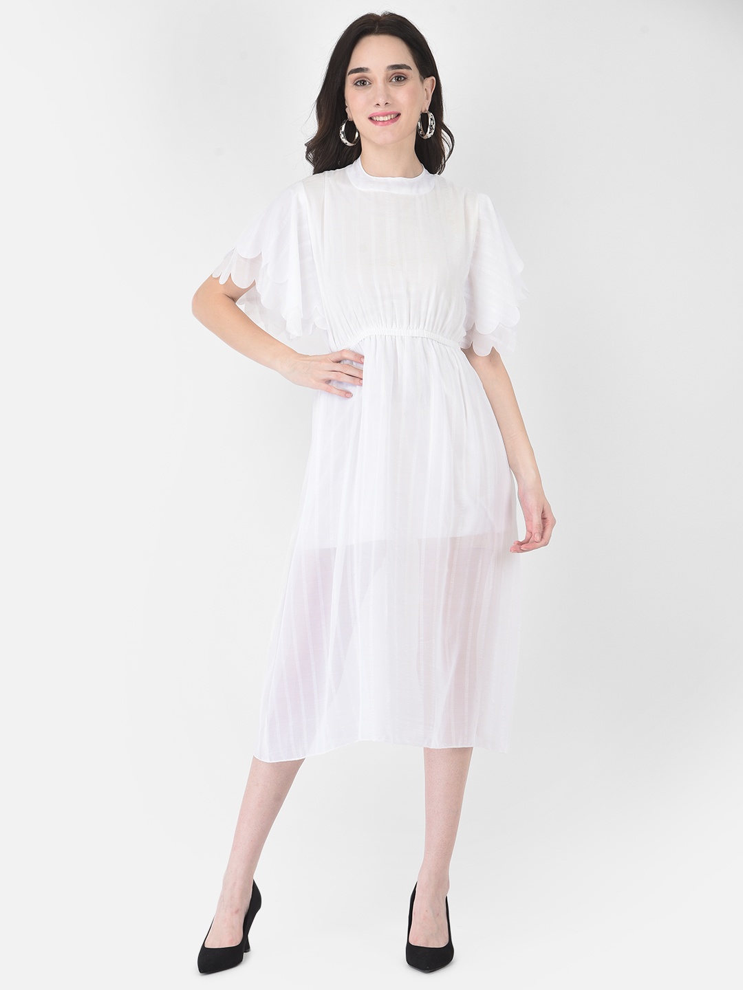 

FNOCKS White Georgette Midi Dress