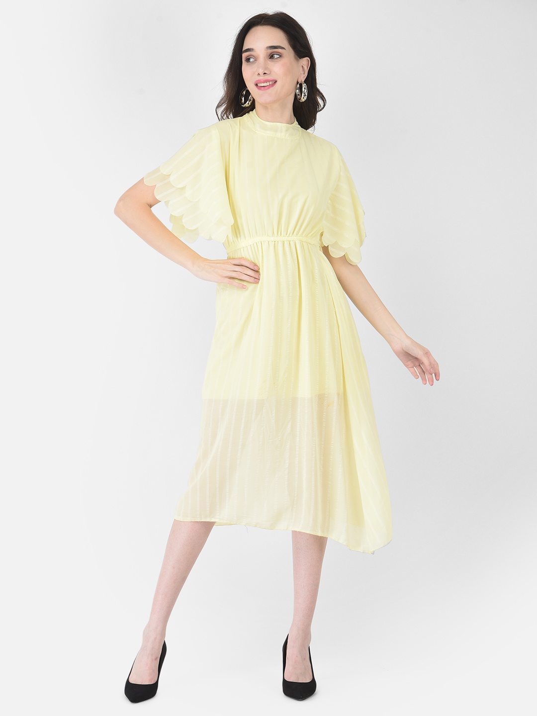 

FNOCKS Yellow Georgette Midi Dress