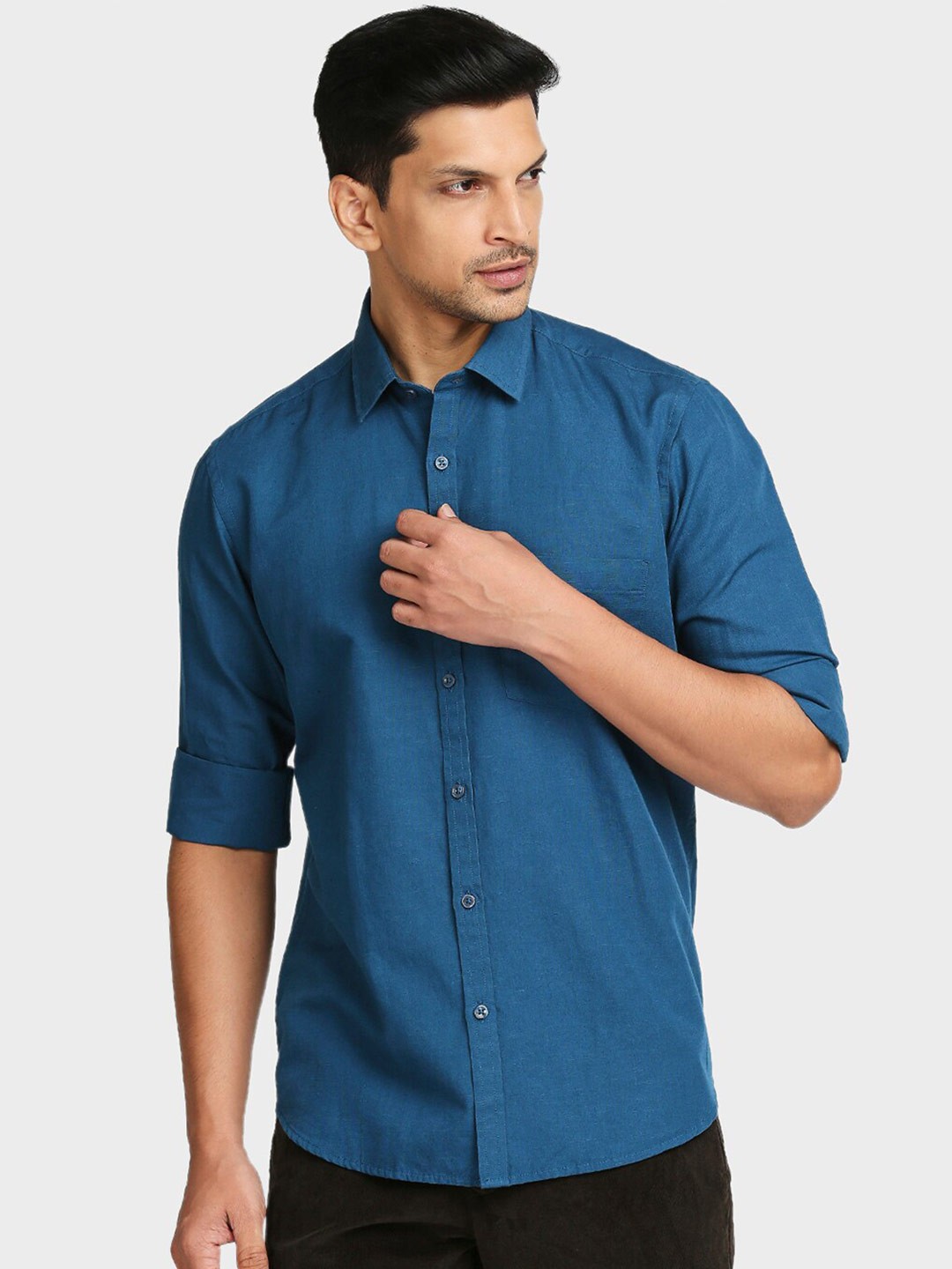 

ColorPlus Men Blue Tailored Fit Casual Shirt