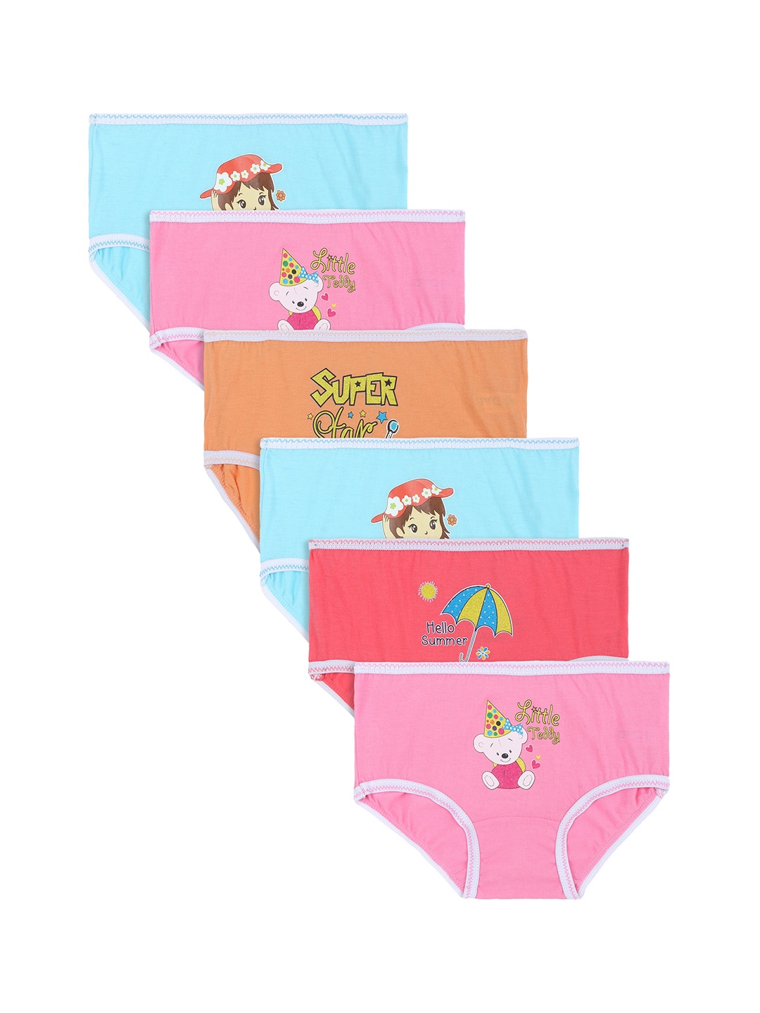 DYCA Girls Pack of 6 Assorted Cotton Briefs
