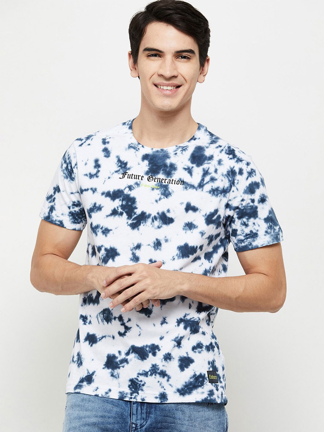 

max Men White Dyed Raw Edge T-shirt