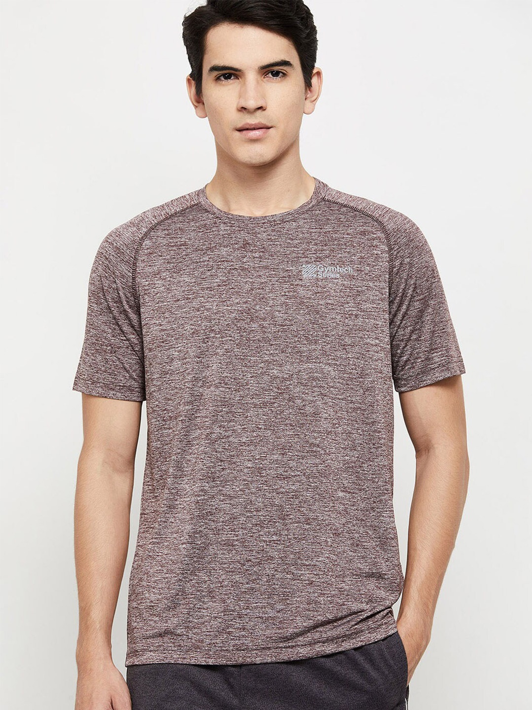 

max Men Red & White Self Design T-shirt