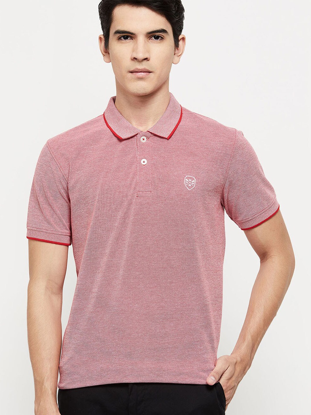 

Max Men Pink Polo Collar T-shirt