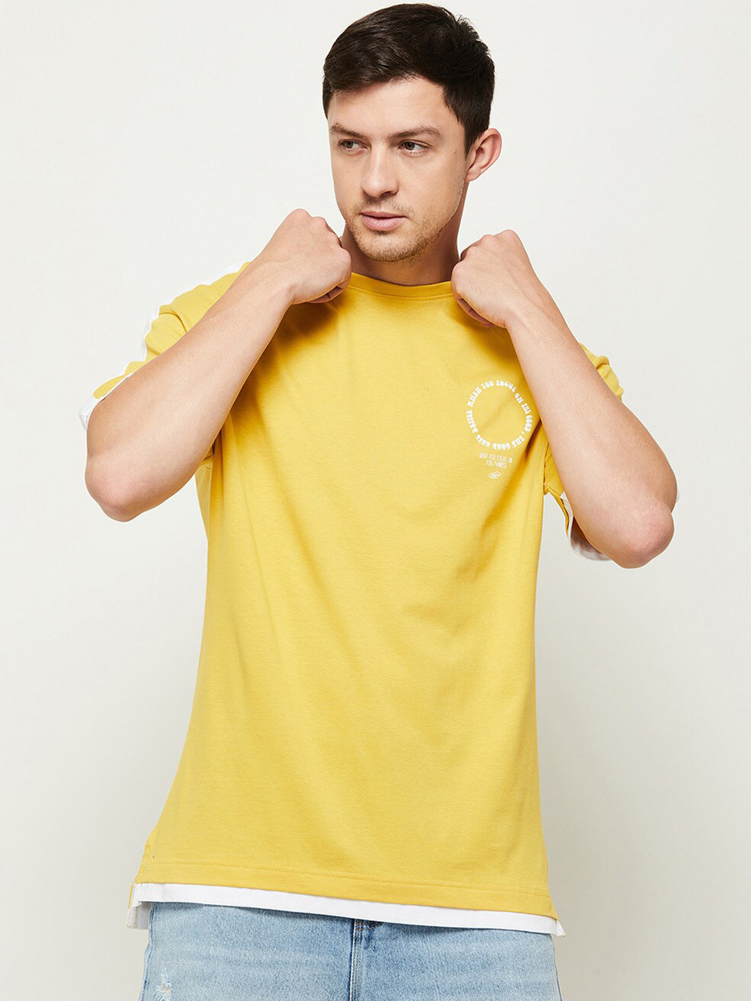 

max Men Mustard Yellow T-shirt