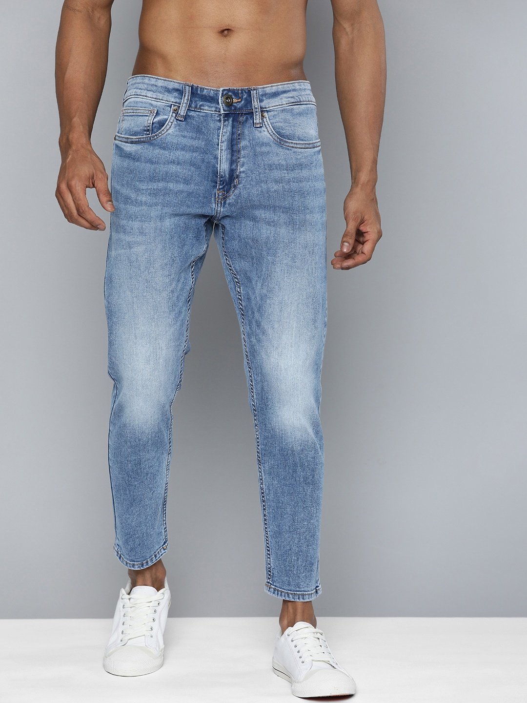 

Flying Machine Heavy Fade MJ Mankle Stretchable Jeans, Blue