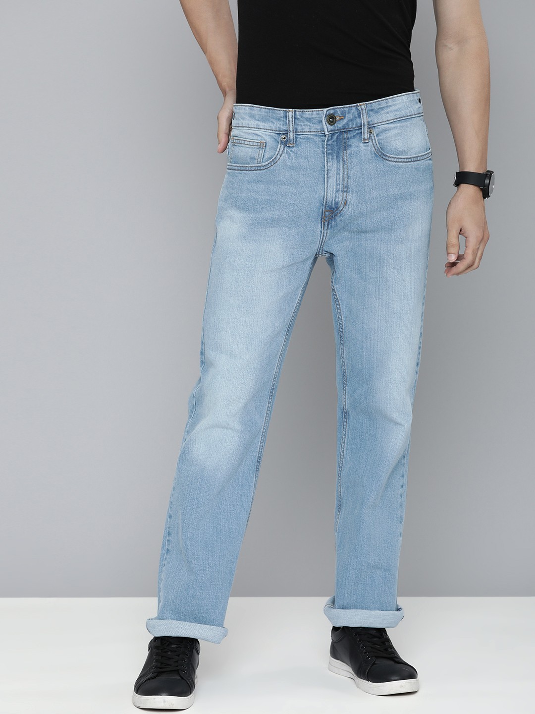

Flying Machine Men Blue Bruce Bootcut Heavy Fade Stretchable Jeans
