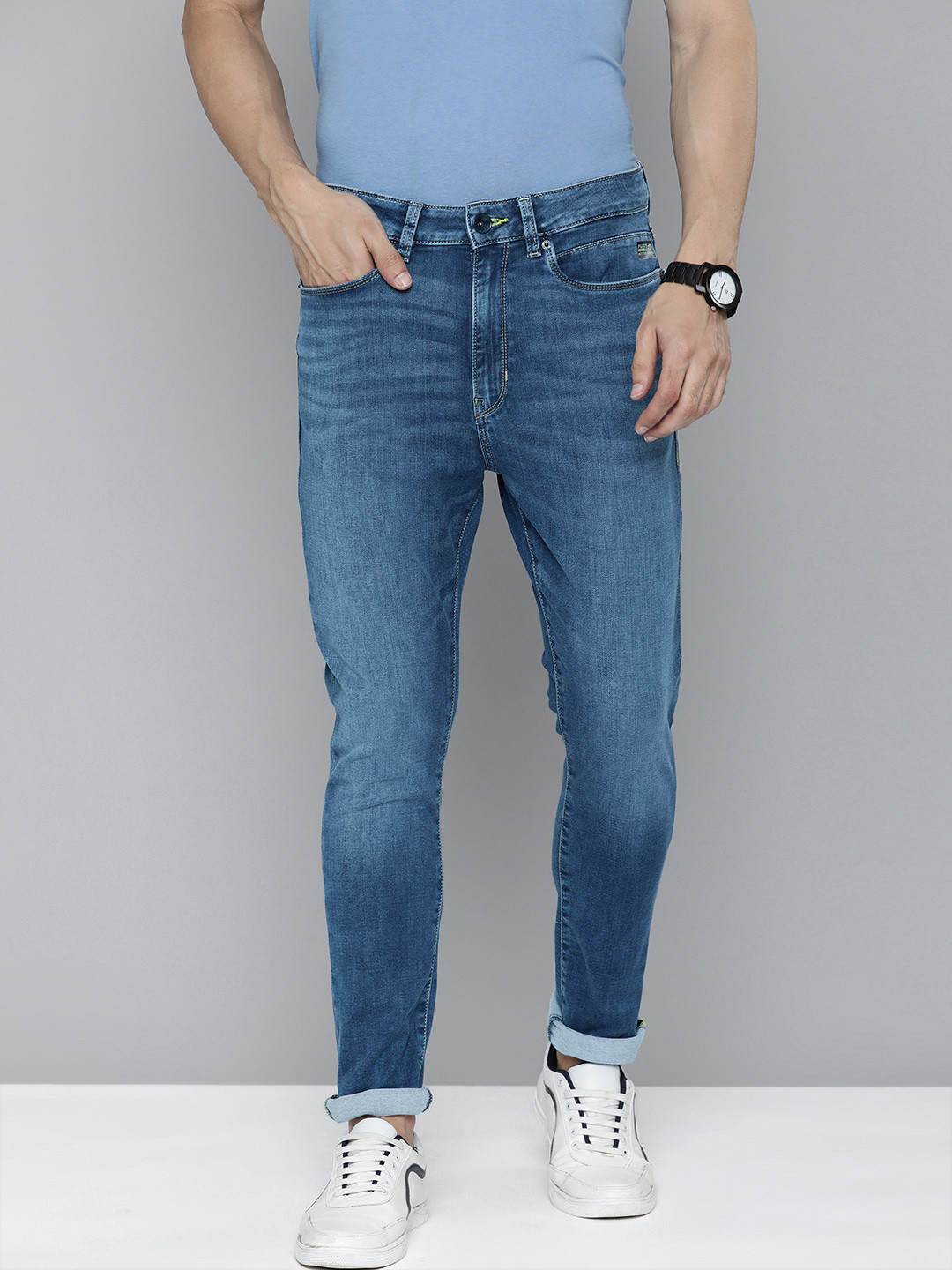

Flying Machine Men Blue Slim Fit Light Fade Mid Rise Stretchable Jeans