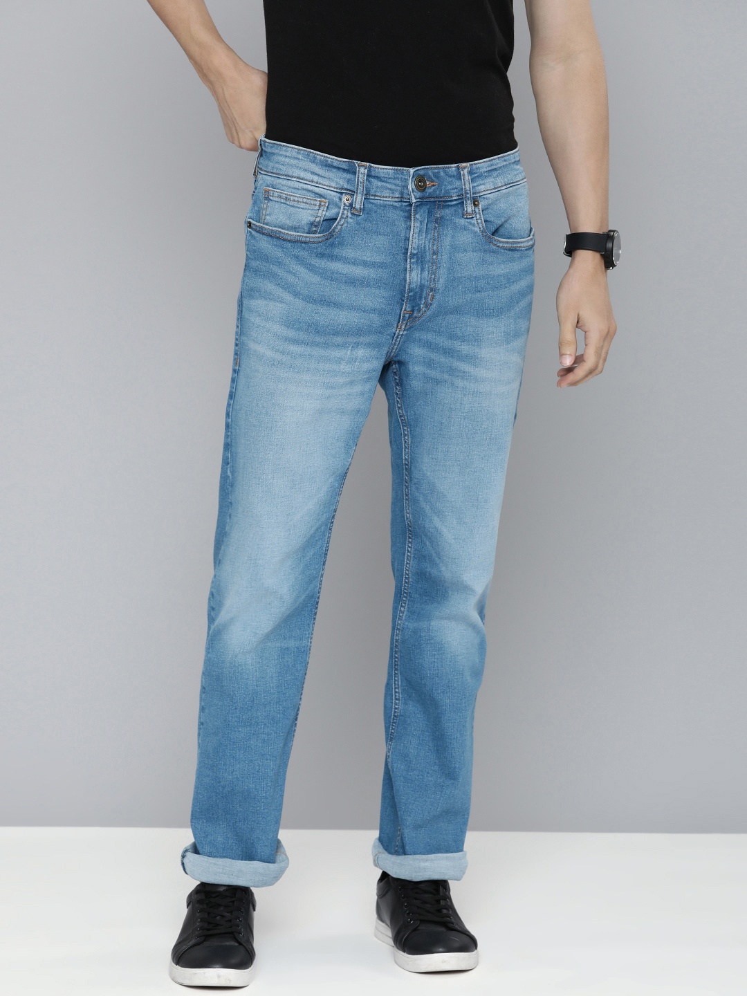 

Flying Machine Men Blue Bruce Bootcut Heavy Fade Stretchable Jeans