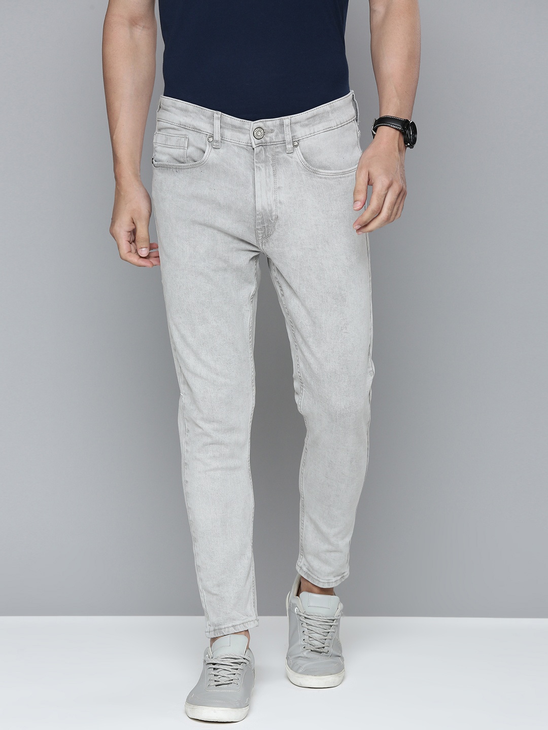 

Flying Machine Men Grey MJ Mankle Slim Tapered Fit Mid-Rise Heavy Fade Stretchable Jeans