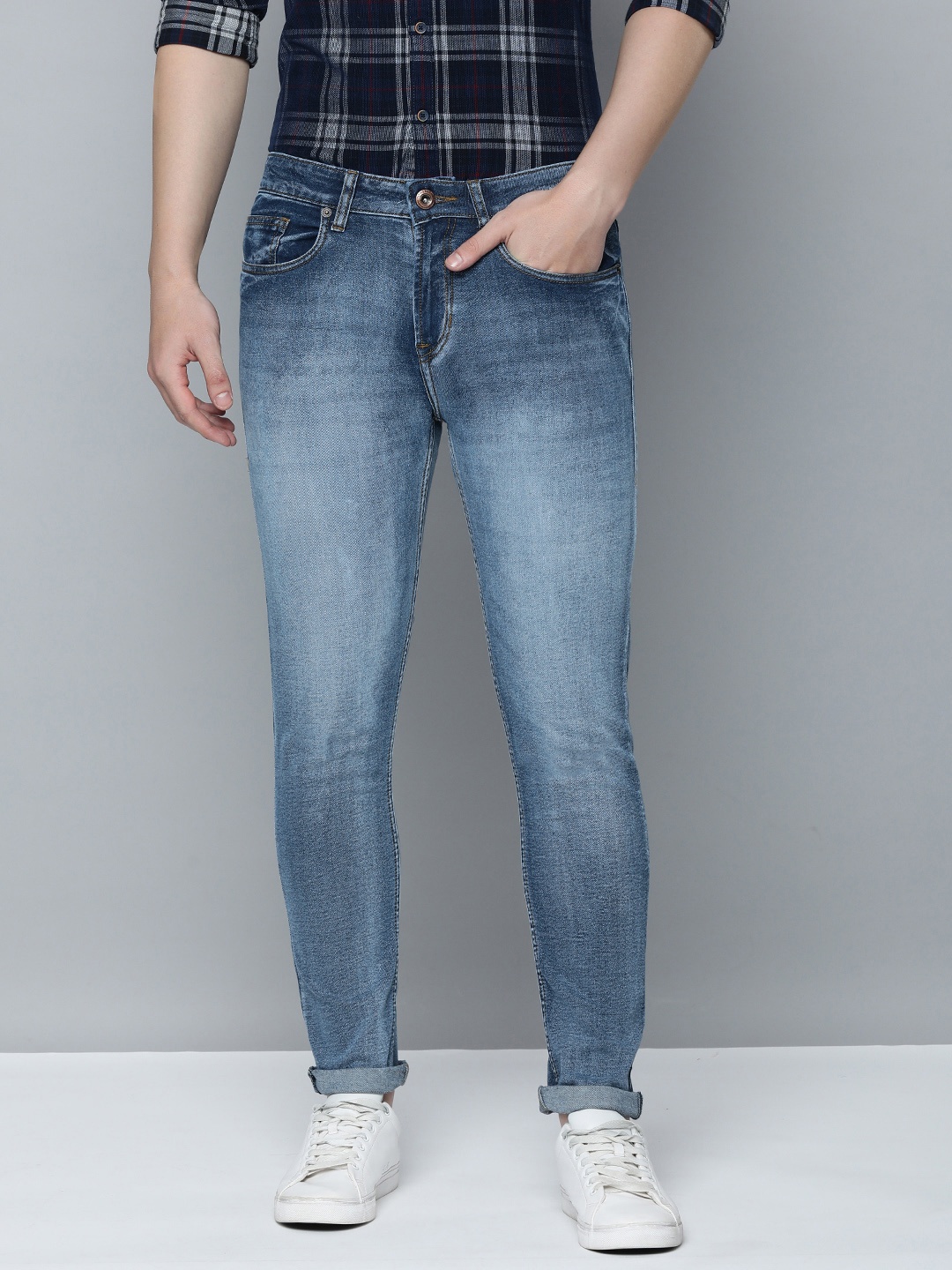 

Flying Machine Slash Slim Tapered Fit Stone Wash Jeans, Blue