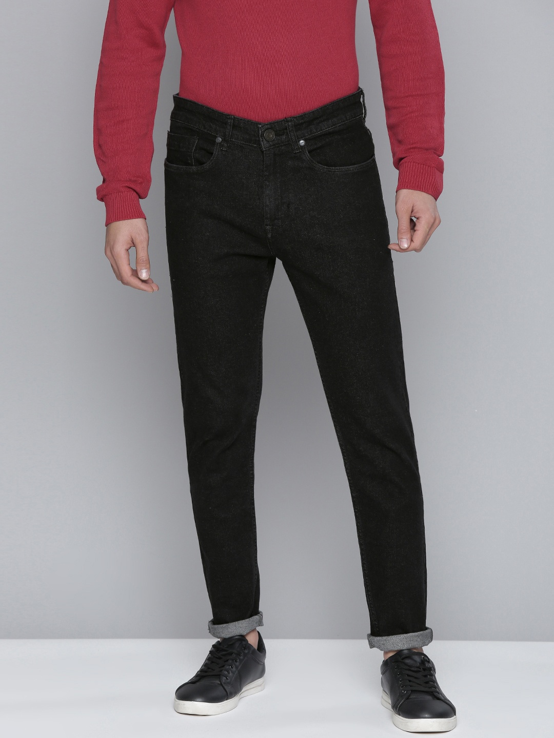 

Flying Machine Men Black Slim Tapered Fit Mid-Rise Light Fade Stretchable Jeans