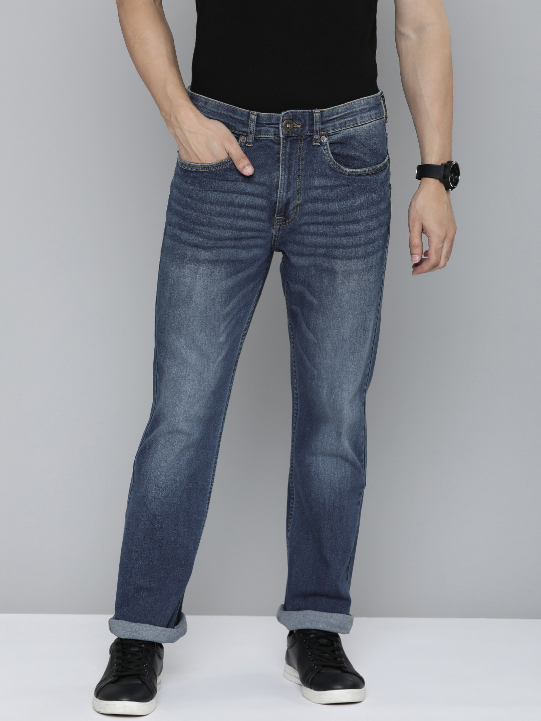 

Flying Machine Men Blue Bootcut Light Fade Stretchable Jeans