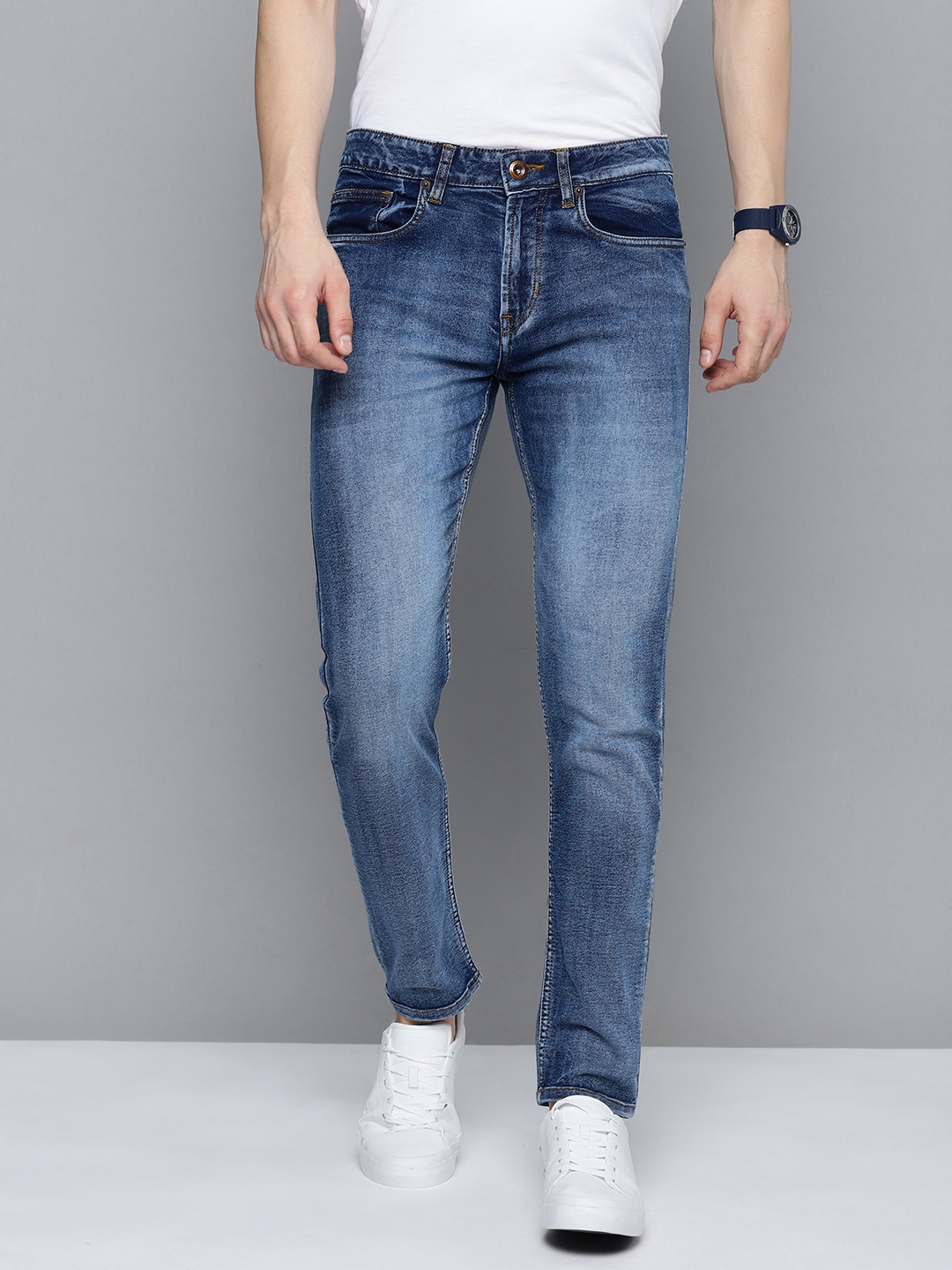 

Flying Machine Men Slim Fit Light Fade Stretchable Jeans, Blue