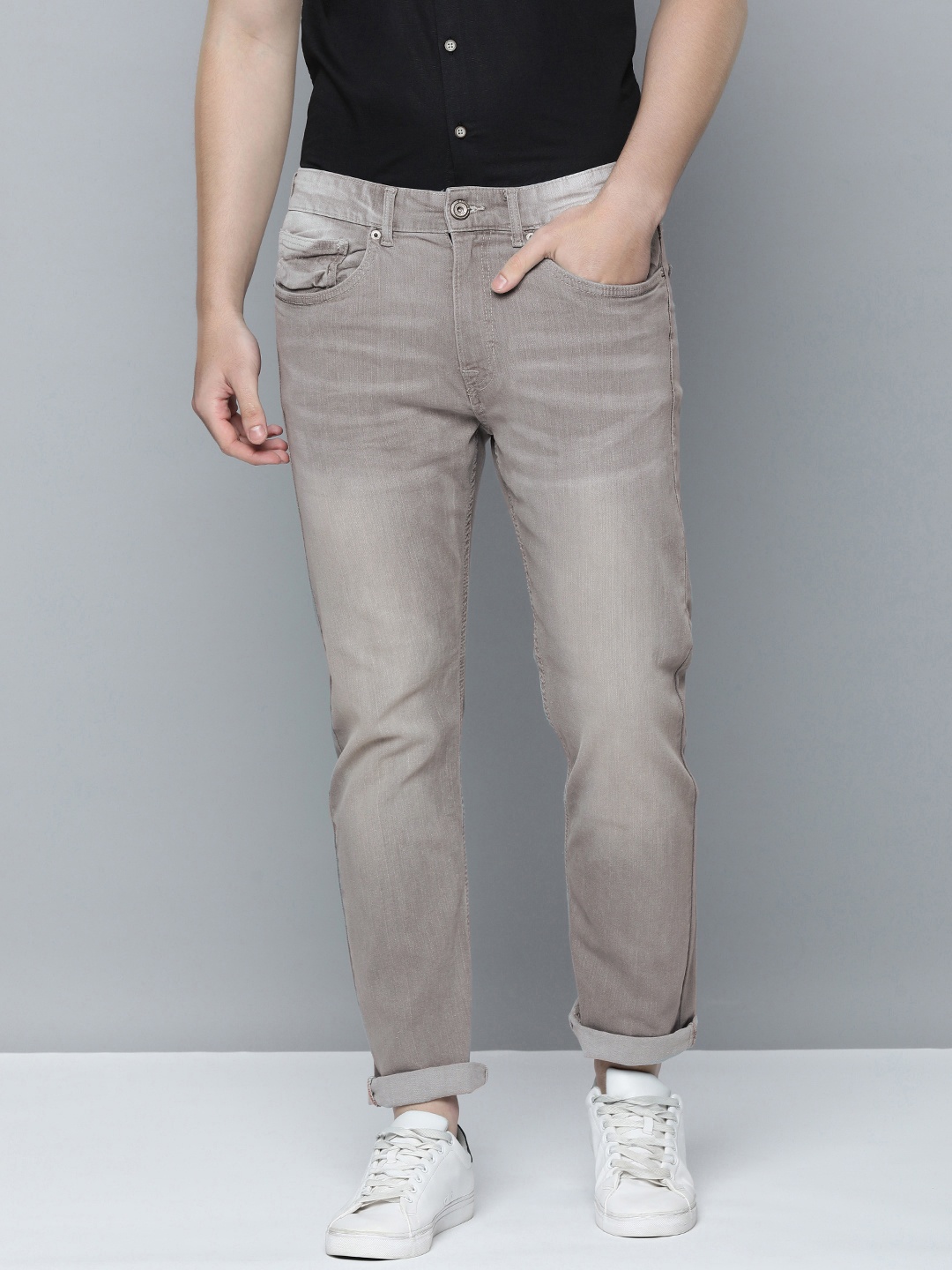 

Flying Machine Men Slim Fit Heavy Fade Stretchable Jeans, Grey