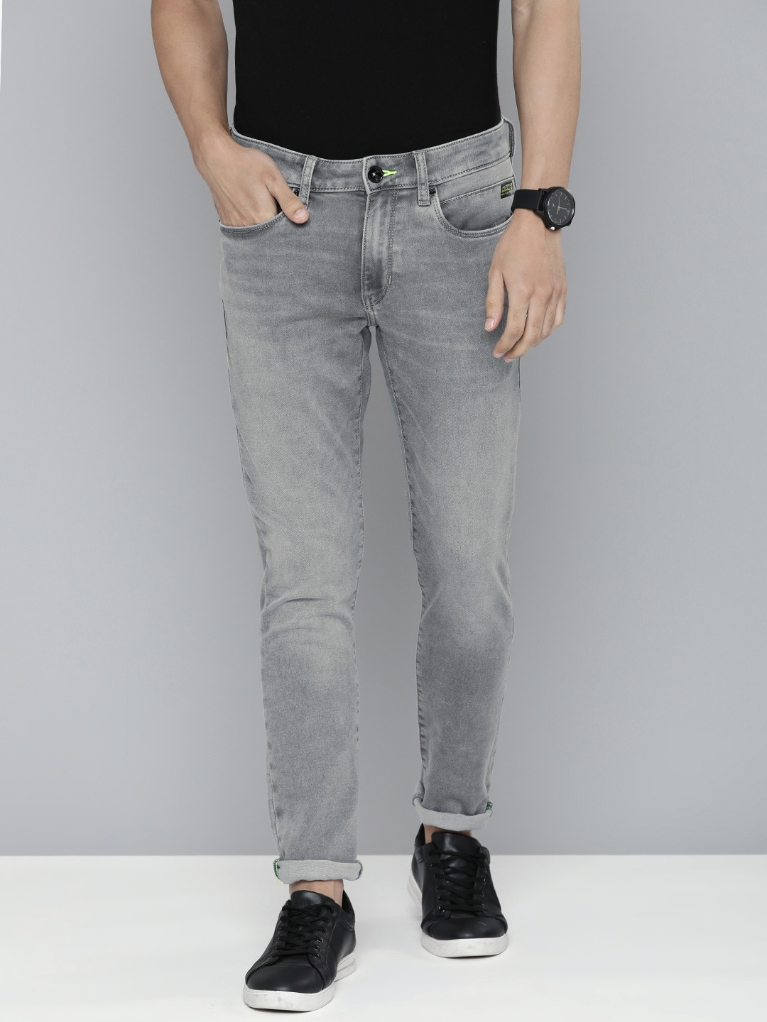 

Flying Machine Men Grey Michael Slim Tapered Fit Mid Rise Light Fade Stretchable Jeans
