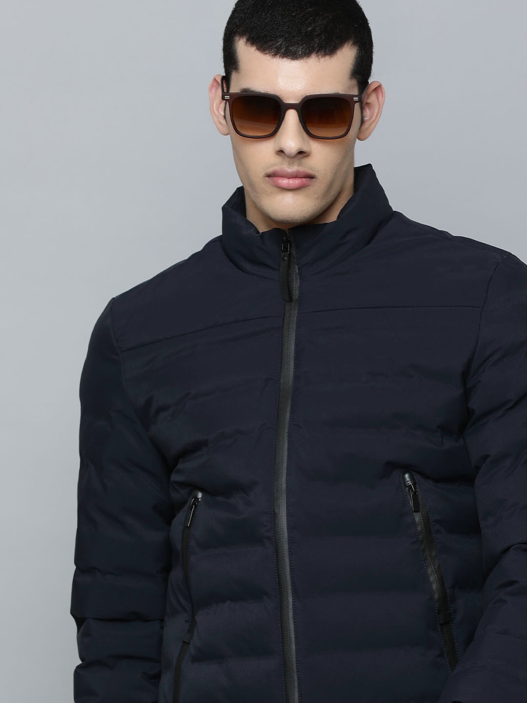 

Flying Machine Men Navy Blue Solid Puffer Jacket