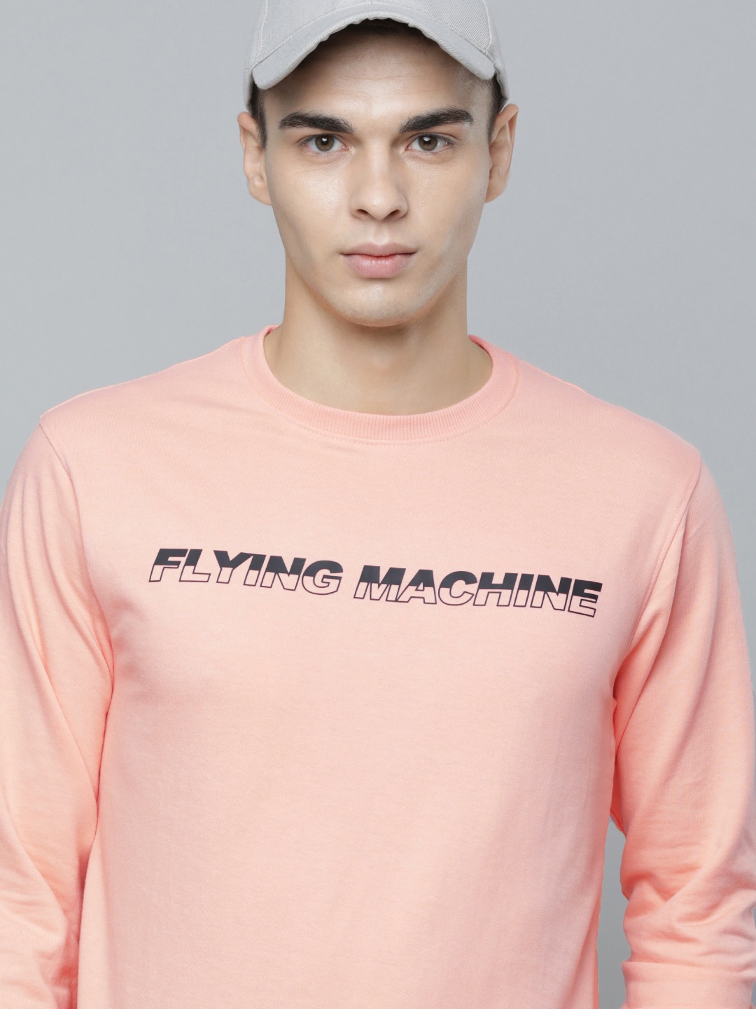 

Flying Machine Men Brand Logo Print Knitted Sweatshirt, Peach
