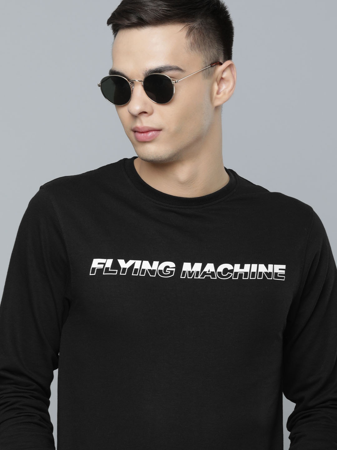

Flying Machine Men Black Brand Logo Print Sweatshirt