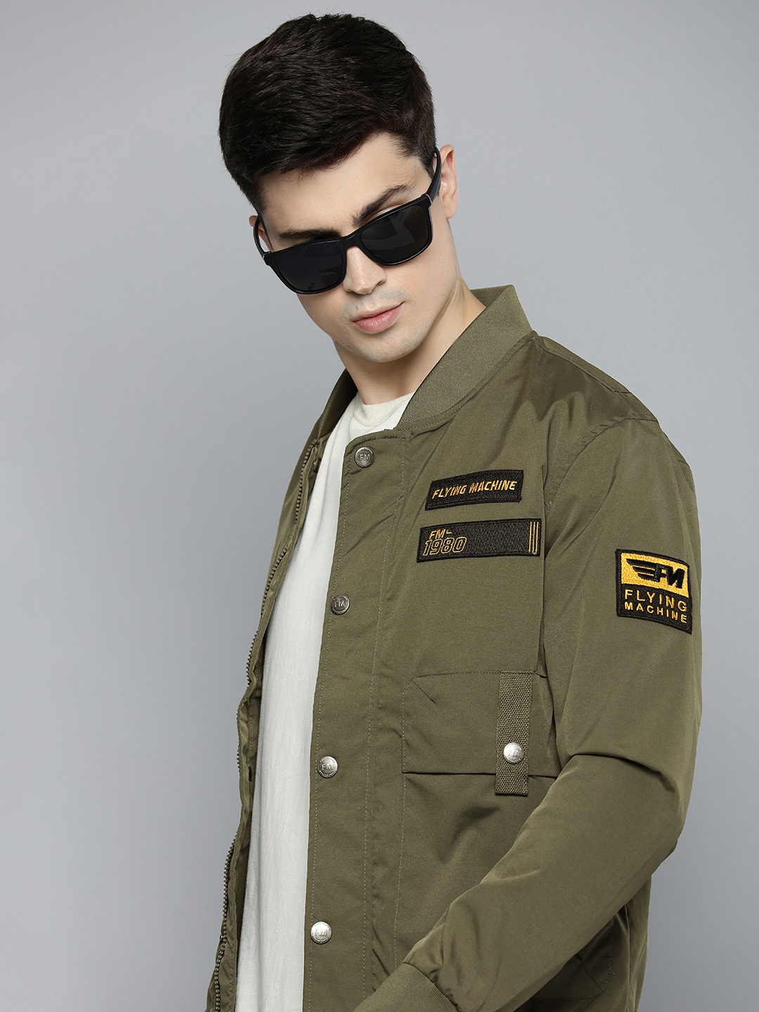 

Flying Machine Tailored Jacket with Patchwork, Olive
