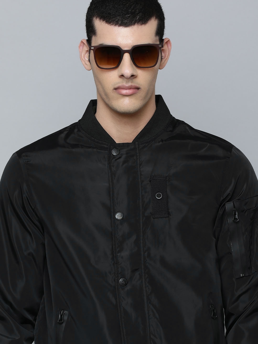 

Flying Machine Men Black Solid Bomber Jacket