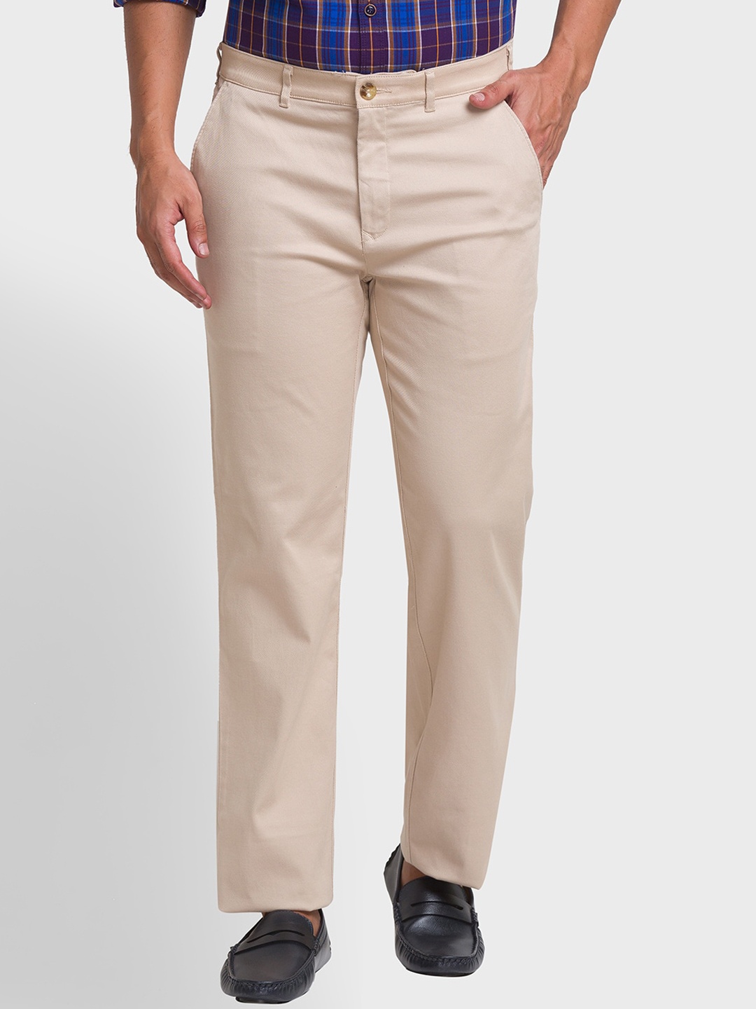 

ColorPlus Men Beige Formal Trousers