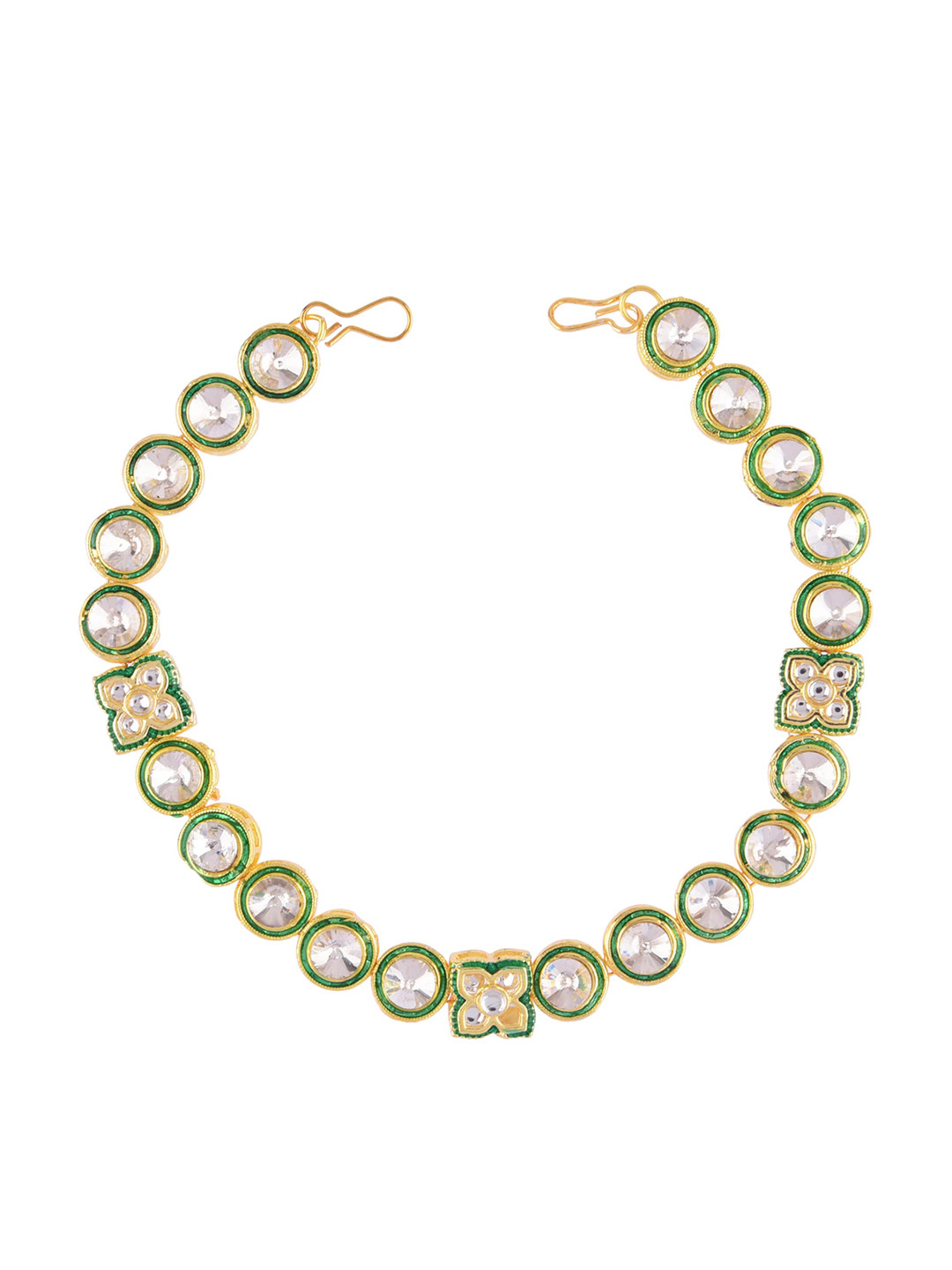 

FEMMIBELLA Women 22 K Gold-Plated White Kundan-Studded Mathapatti