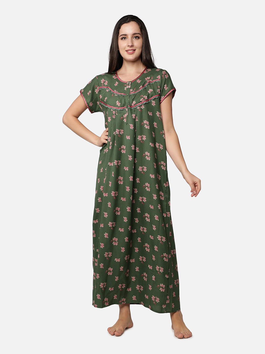 

Be You Green Printed Maxi Nightdress