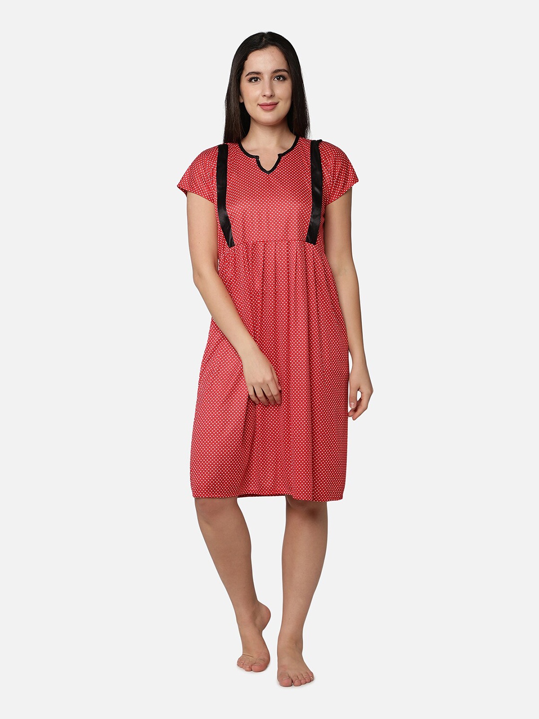 

Be You Women Red Printed Maternity Nightdress