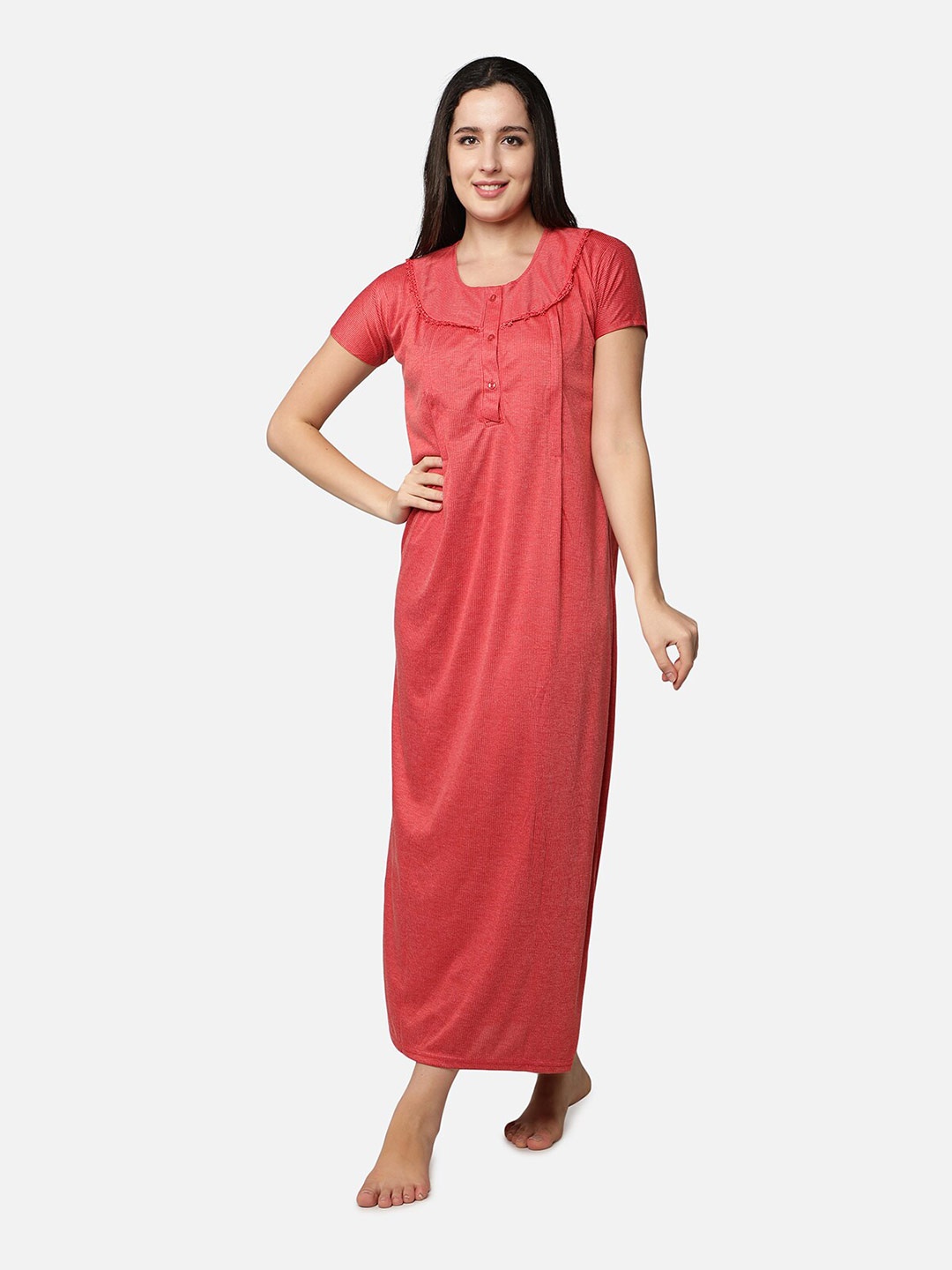 

Be You Red Printed Maxi Nightdress