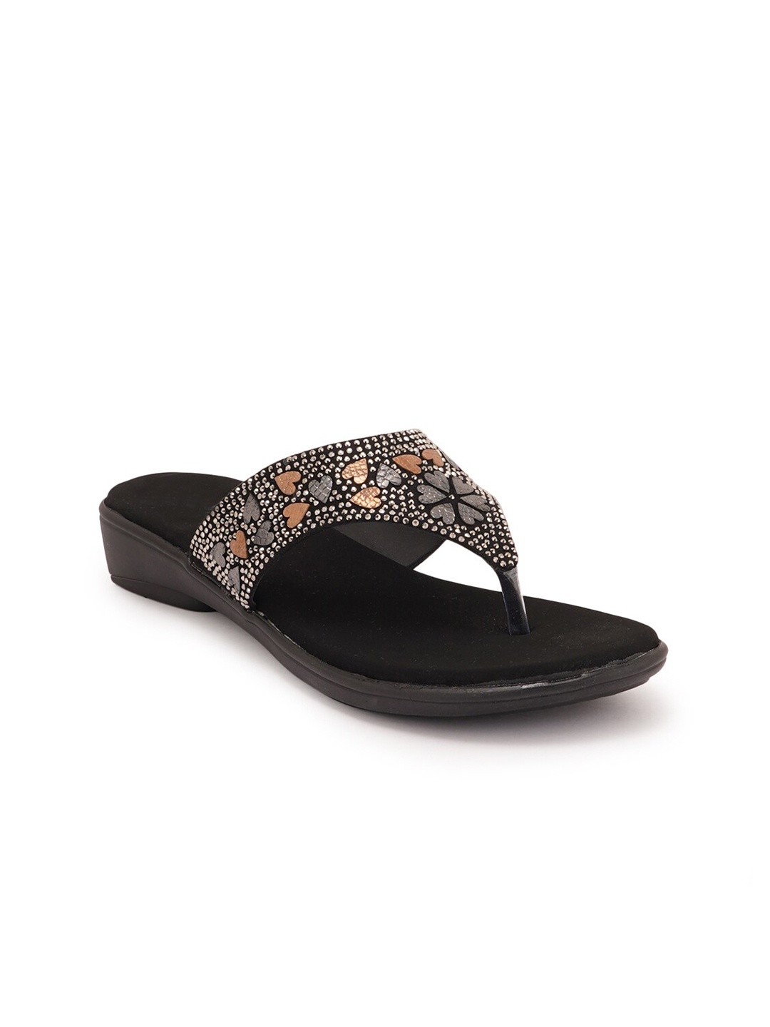 

Style Shoes Women Embellished Ethnic T-Strap Flats, Black