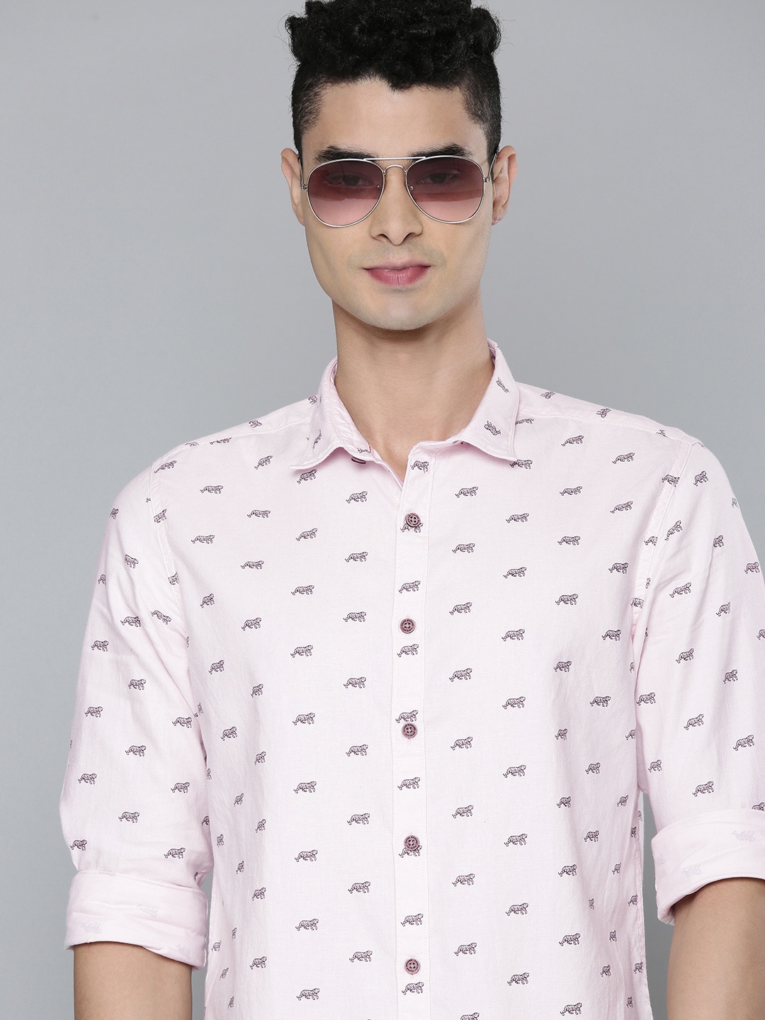 

Flying Machine Men Pink Slim Fit Printed Pure Cotton Casual Shirt