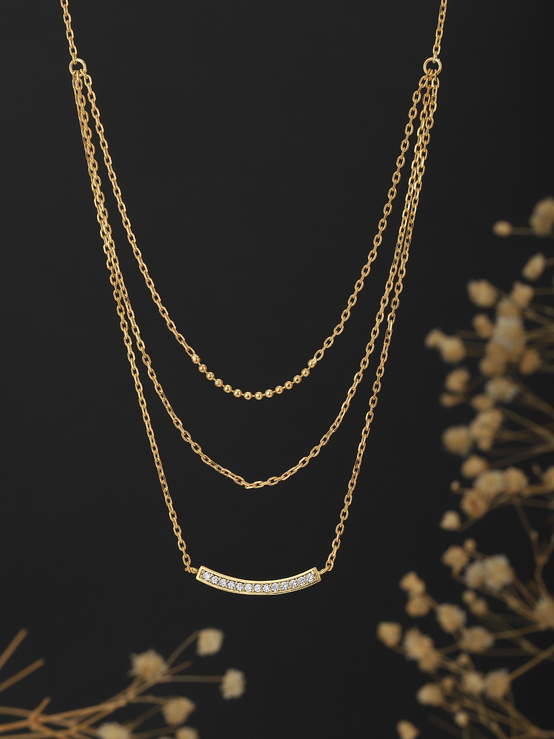 

Carlton London Gold-Plated & White Brass Layered Necklace