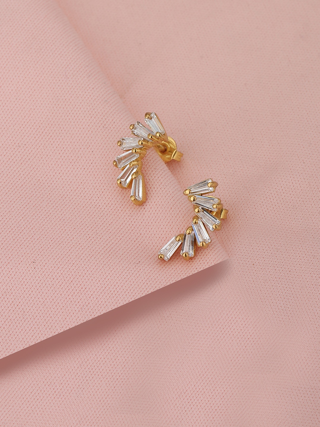 

Carlton London Gold-Toned & White Contemporary Studs Earrings