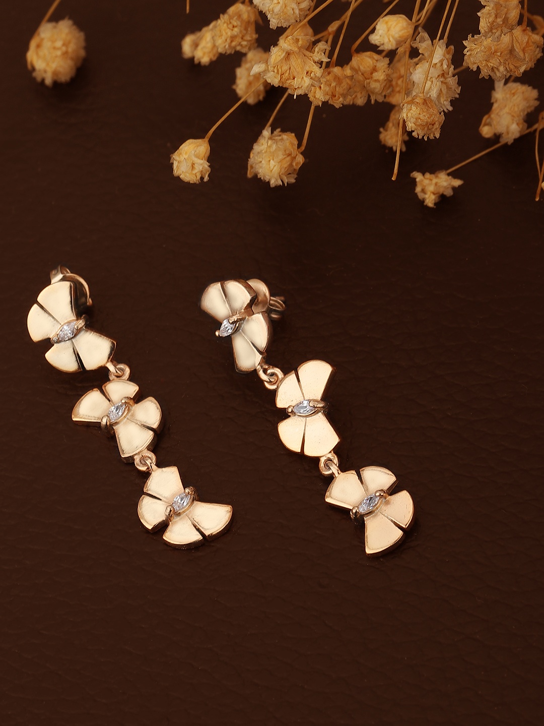 

Carlton London Rose Gold & White Contemporary Drop Earrings