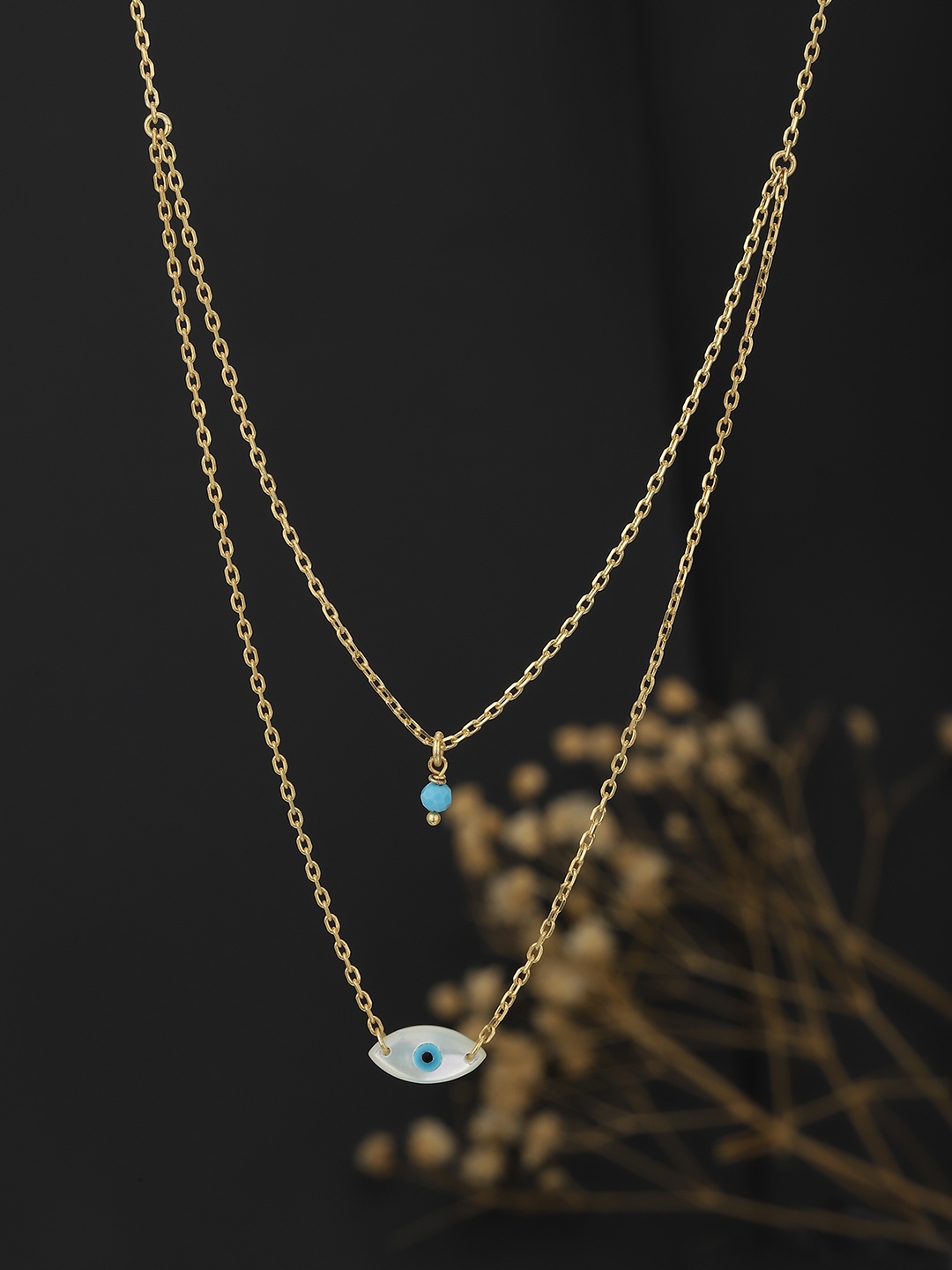 

Carlton London Gold-Plated & Turquoise Blue Brass Layered Necklace