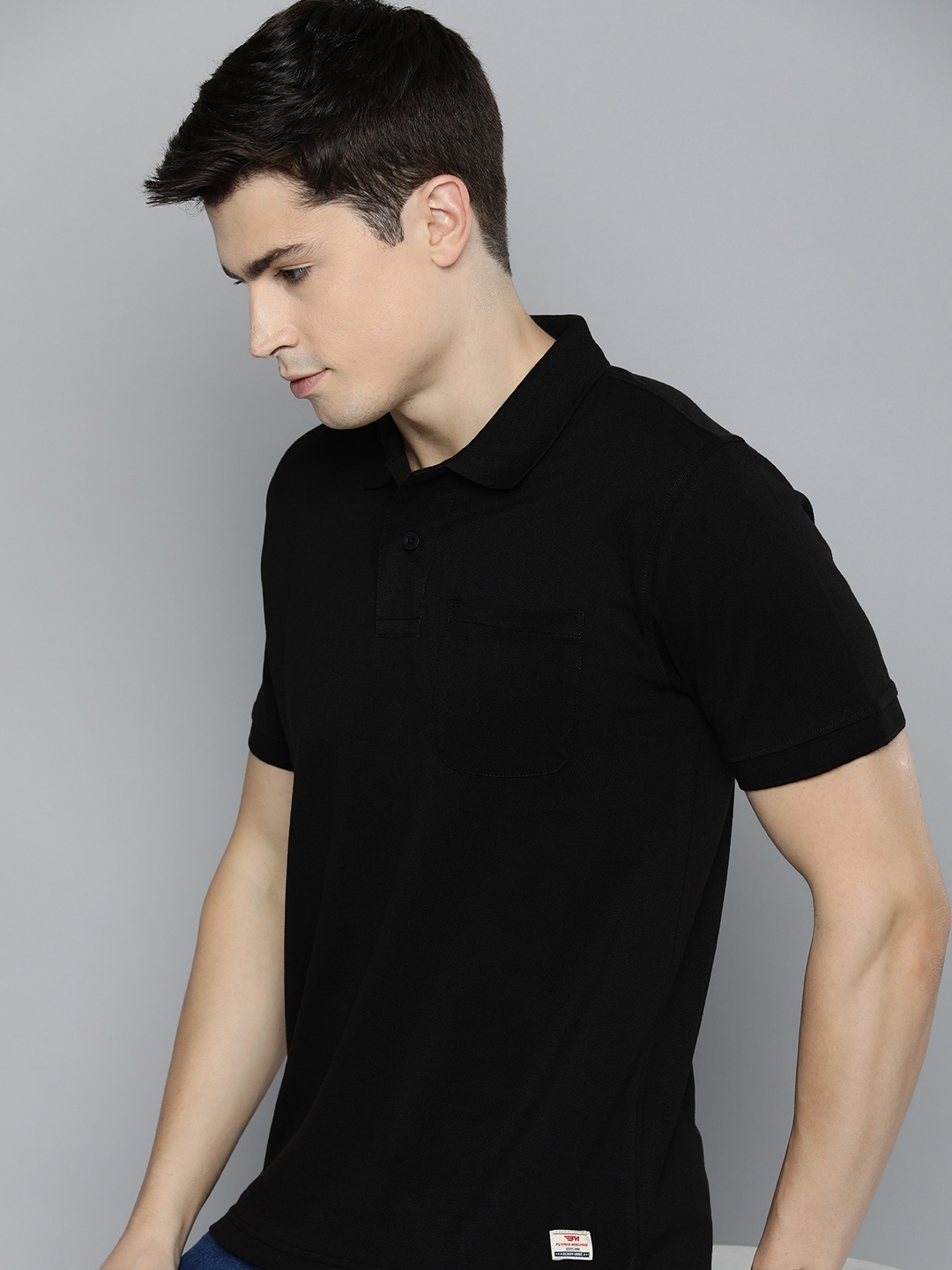

Flying Machine Polo Collar Slim Fit T-shirt, Navy blue